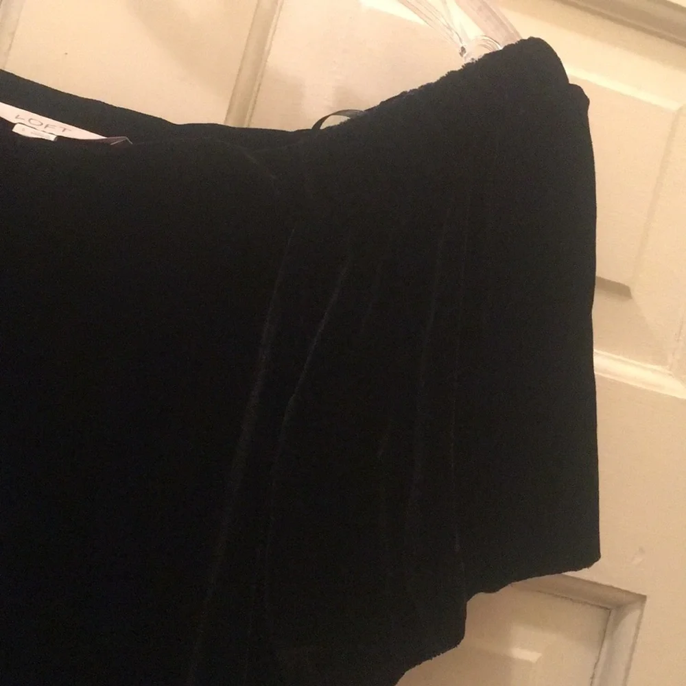NEW LOFT Velvet black off the shoulder dress